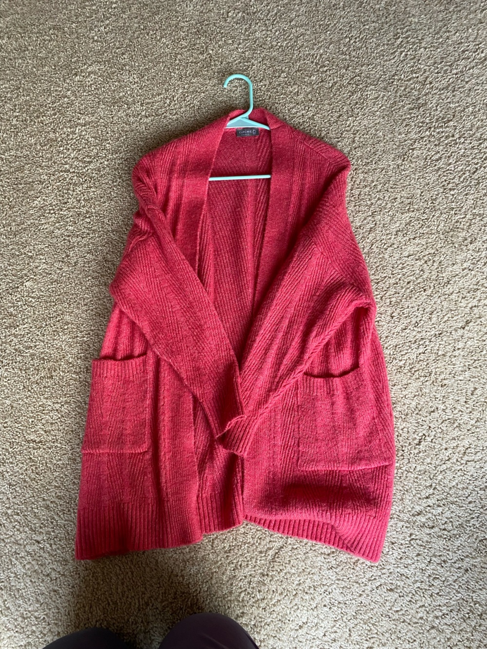Open-Front Longline Cardigan Sweater - pink